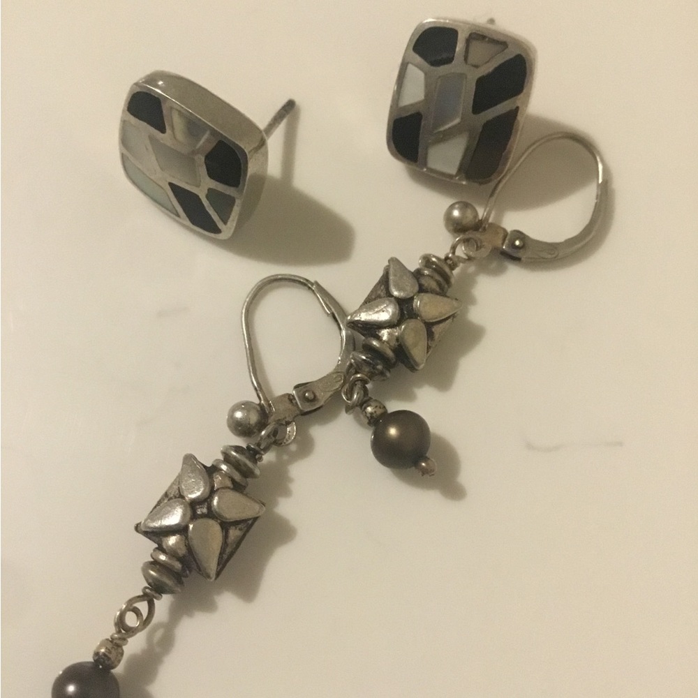 Vintage Sterling Silver Earrings- Set Of 2